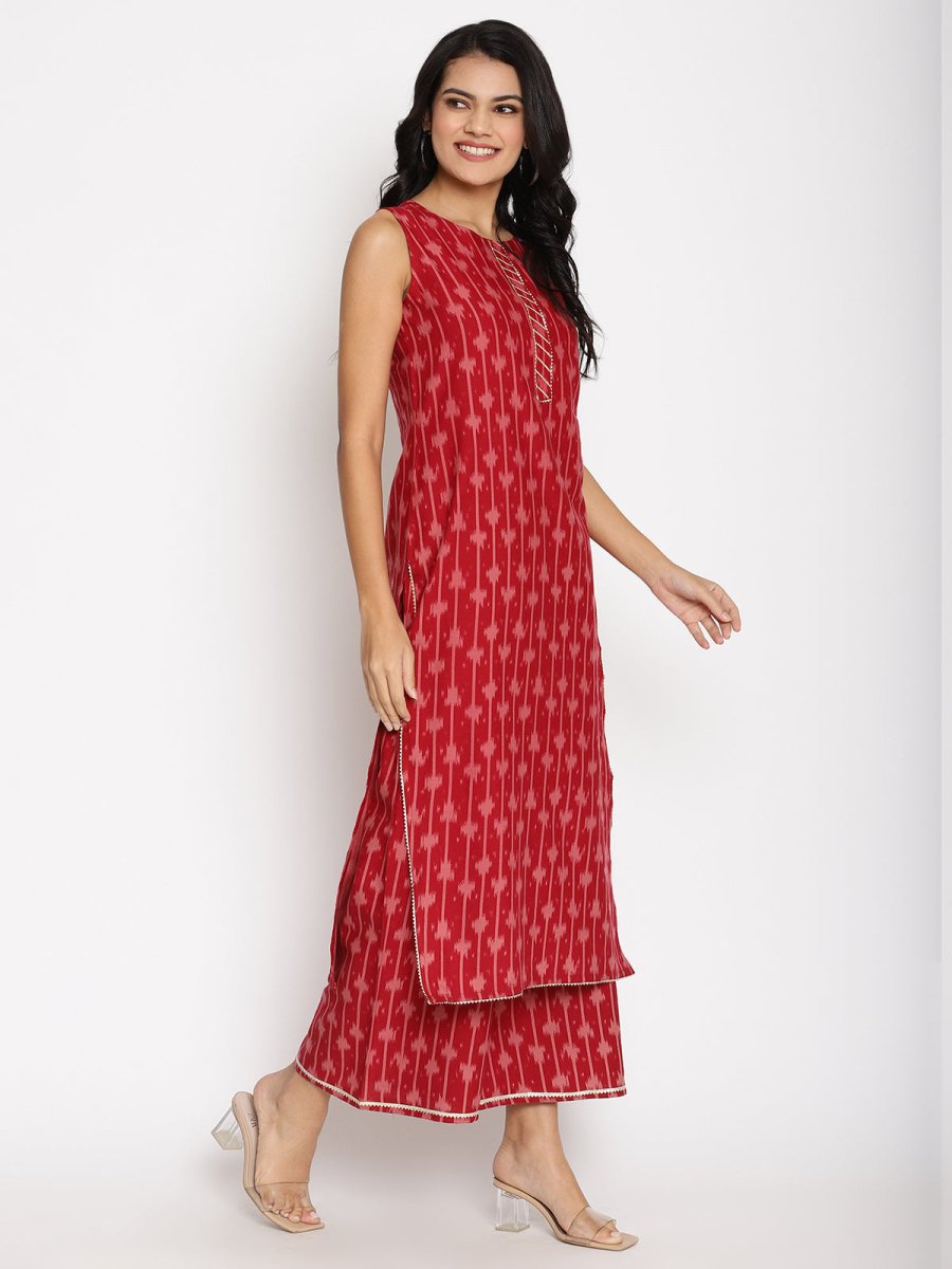 Ahalyaa Cotton Printed Kurta Plazzo With Dupatta Set