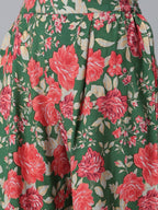 Ahalyaa Women Green Floral Printed Regular Kurta With Palazzos & Dupatta