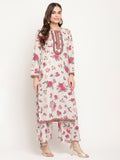 Ahalyaa Floral Printed Round Neck Floral Crepe Straight Kurta