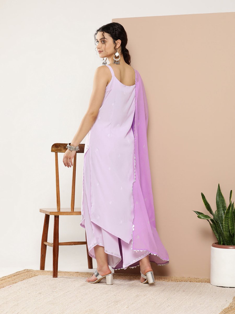 Ahalyaa Women Lavender Gotta Patti Kurta with Palazzos & With Dupatta