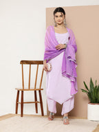 Ahalyaa Women Lavender Gotta Patti Kurta with Palazzos & With Dupatta