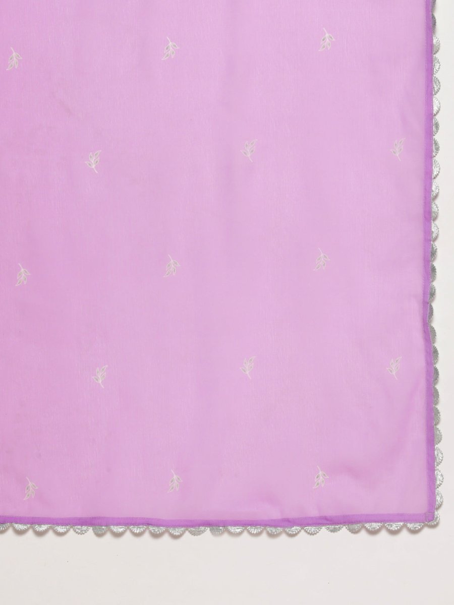 Ahalyaa Women Lavender Gotta Patti Kurta with Palazzos & With Dupatta
