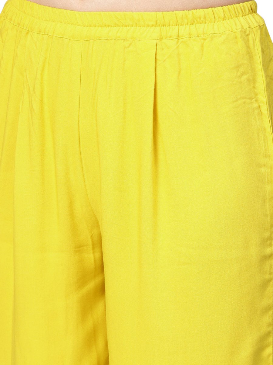 Ahalyaa Yellow Viscose Rayon Straight Kurta Set