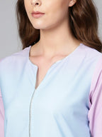 Ahalyaa Women Blue & Off-White Dyed Kurta with Palazzos & Dupatta