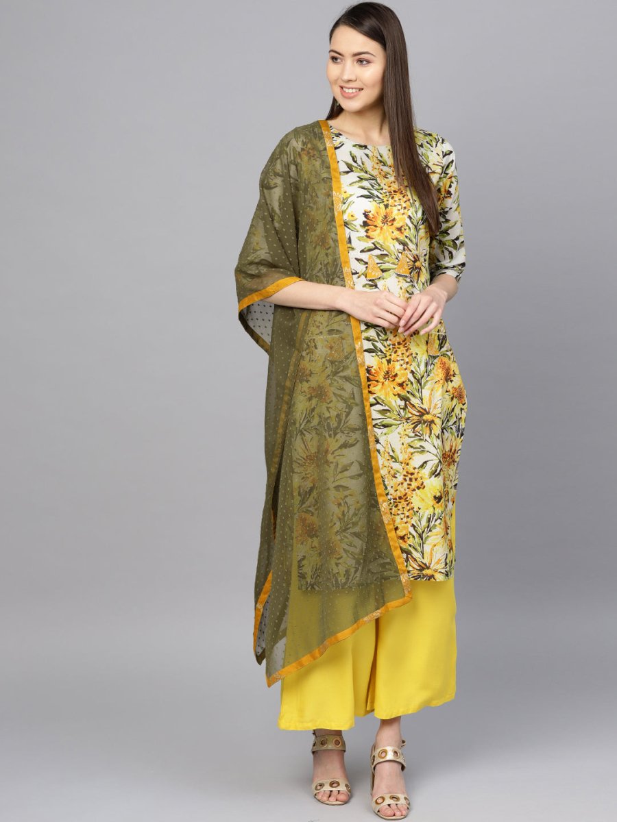 Ahalyaa Yellow Printed Kurta Set For Women