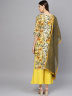 Ahalyaa Yellow Printed Kurta Set For Women