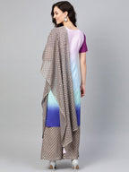 Ahalyaa Women Blue & Charcoal Grey Printed Kurta with Palazzos & Dupatta