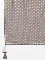 Ahalyaa Women Blue & Charcoal Grey Printed Kurta with Palazzos & Dupatta