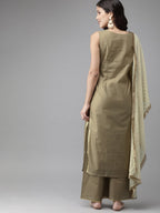 Ahalyaa Women Gold Beige Kurta Set