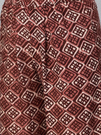 Ahalyaa Women Maroon & Off-White Printed Kurta with Palazzos & Dupatta - Distacart