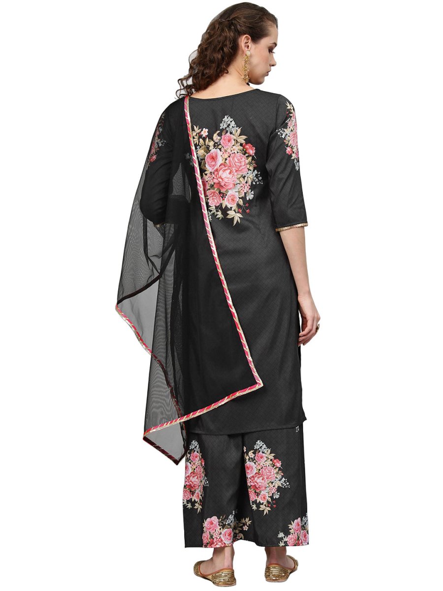 Ahalyaa Beautiful Black Printed Kurta Set For Women's