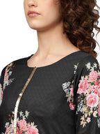 Ahalyaa Beautiful Black Printed Kurta Set For Women's