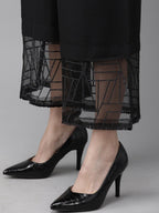 Ahalyaa Women Black Embellished Kurta with Palazzos & Dupatta