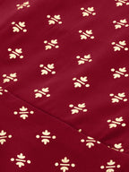 Ahalyaa Women Maroon & Gold-Toned Printed Kurti With Sharara & Dupatta