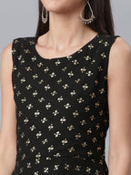 Ahalyaa Women Black Ethnic Motifs Printed Empire Kurta With Sharara & Dupatta