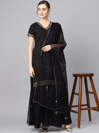 Ahalyaa Solid Black Kurta with Sharara Set