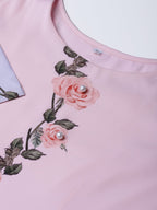 Ahalyaa Pastel Pink Floral Print Kurta With Sharara & Dupatta