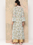 Ahalyaa Floral Printed Bell Sleeves Gotta Patti Georgette Kurta