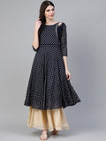 Ahalyaa Women Navy-Blue Printed Straight Kurta