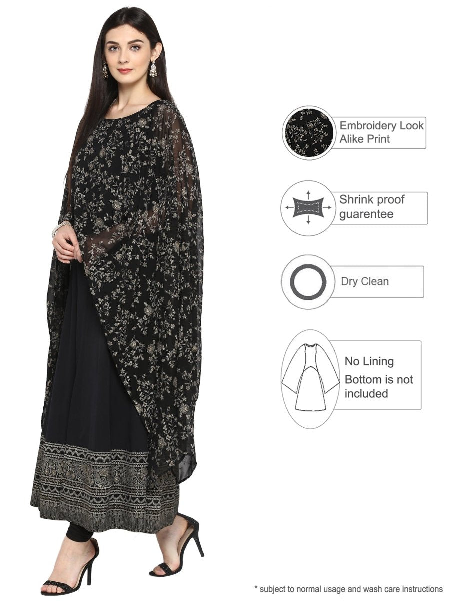 Ahalyaa Women Black Printed Anarkali Beautiful Kurta