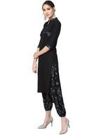 Ahalyaa Women Black & Green Solid Kurta with Harem Pants