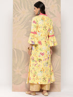Ahalyaa Floral Printed Bell Sleeves Gotta Patti Crepe Kurta