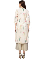 Ahalyaa Beige Printed Straight Kurta For Women