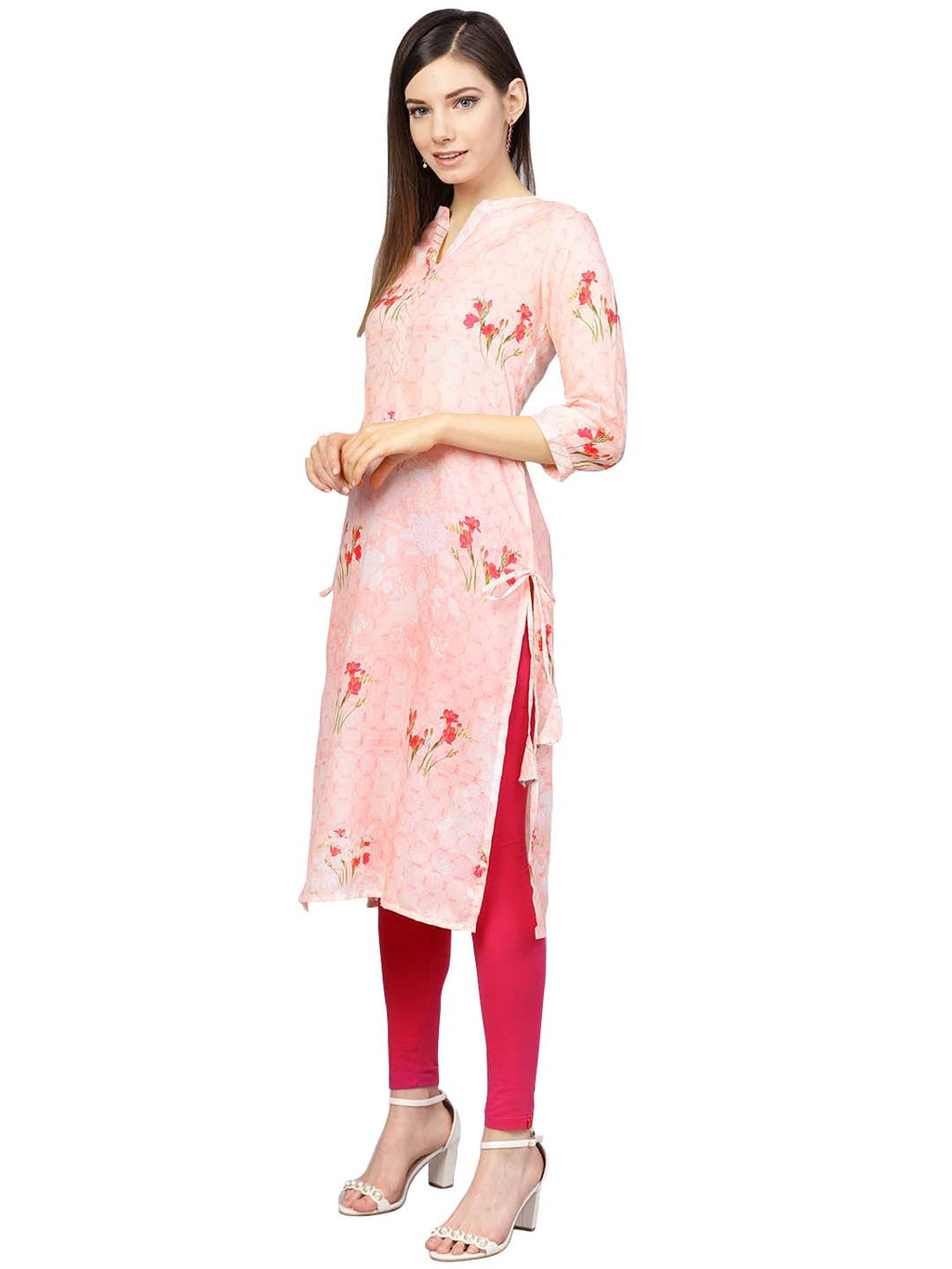 Ahalyaa Printed Floral Muslin Straight Kurta For Women