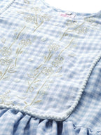 Ahalyaa Women Blue & White Checked A-Line Top