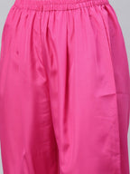Ahalyaa Women Pink & Golden Dyed Printed Kurta With Trousers