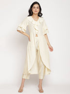 Ahalyaa Off White Layered Kurta with Trousers - Distacart