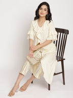 Ahalyaa Off White Layered Kurta with Trousers - Distacart