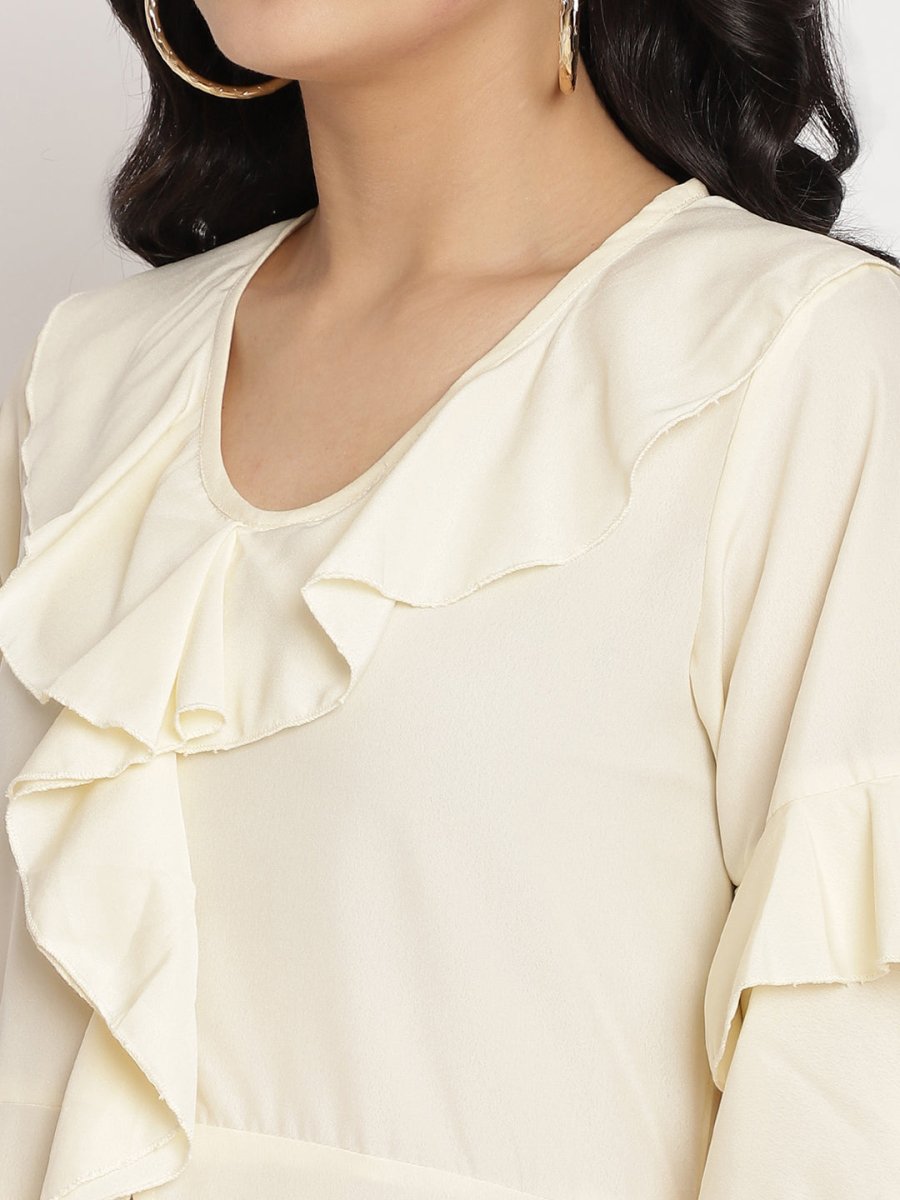 Ahalyaa Off White Layered Kurta with Trousers - Distacart