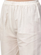 Ahalyaa Pure Cotton Off White Gathered Kurta With Pant