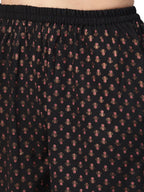Ahalyaa Black Poly Crepe A-Line Kurta Set