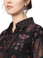Ahalyaa Black Poly Crepe Pathani Kurta Set