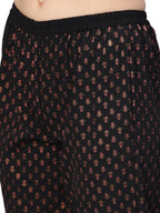 Ahalyaa Black Poly Crepe Pathani Kurta Set