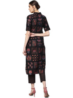 Ahalyaa Black Poly Crepe Pathani Kurta Set