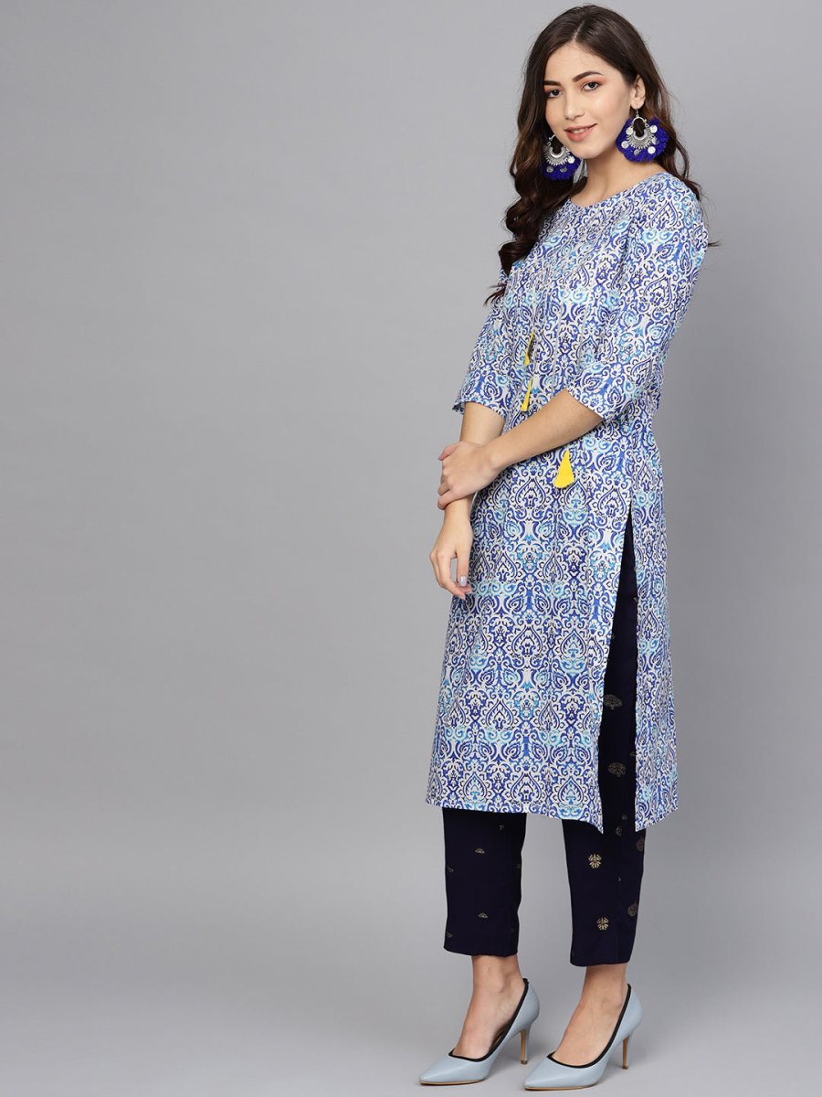 Ahalyaa Blue Straight Kurta with Pant