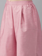 Ahalyaa Women Pink & Yellow Colourblocked Kurta with Palazzos