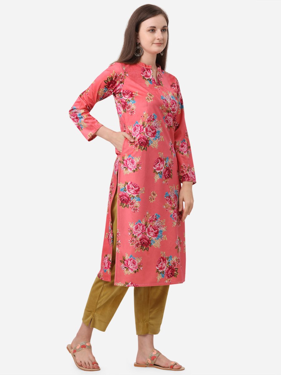 Ahalyaa Red Velvet Kurta With Pant
