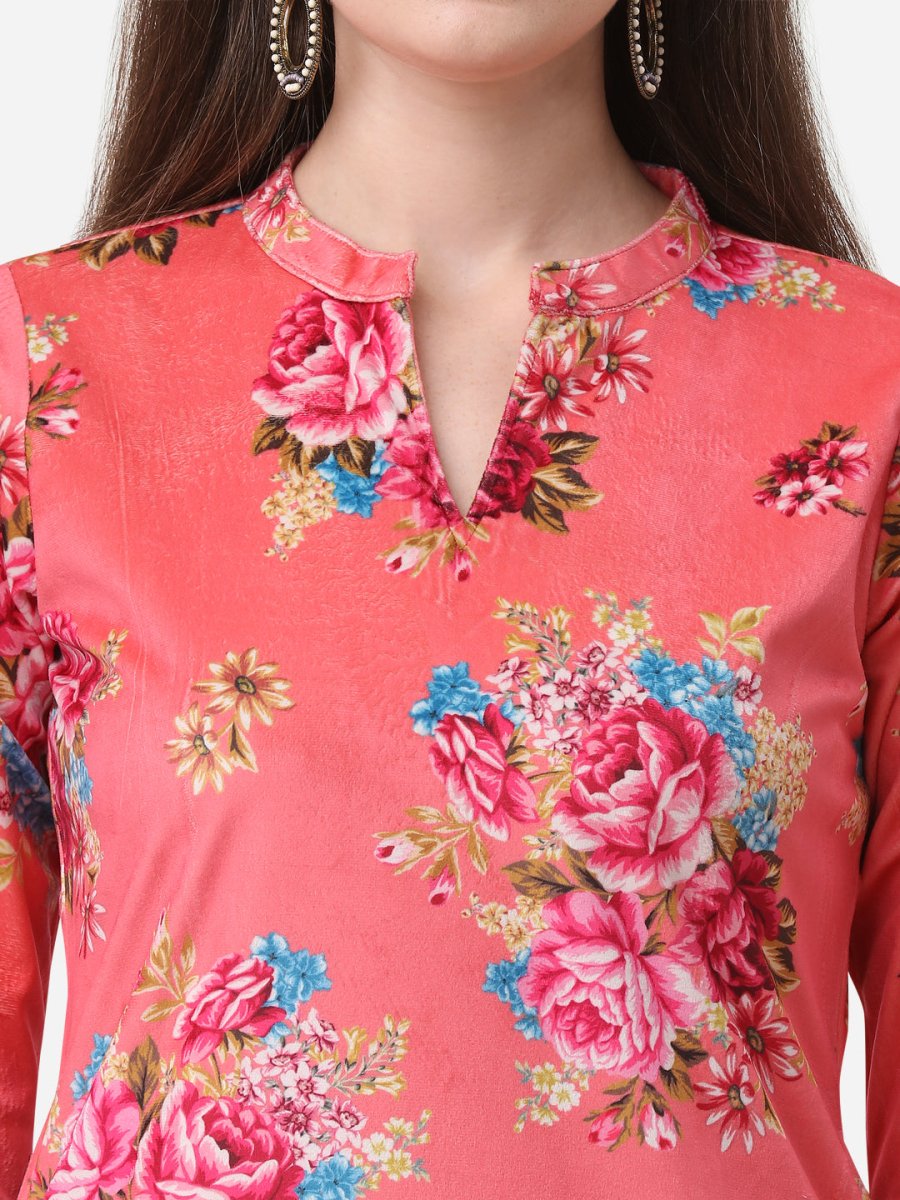 Ahalyaa Red Velvet Kurta With Pant