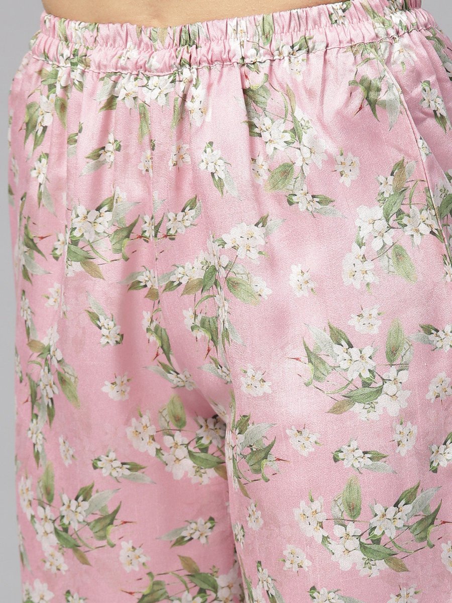 Ahalyaa Digital Print Straight Poly Silk Kurta With Digital Print Pant