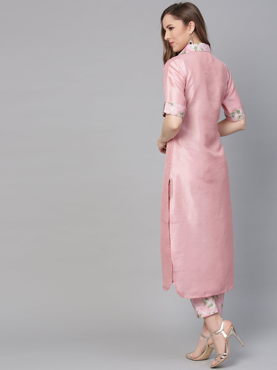 Ahalyaa Digital Print Straight Poly Silk Kurta With Digital Print Pant