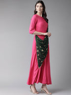 Ahalyaa Women's Dark Pink Gown