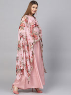 Ahalyaa Women Pink Floral A Line Fusion Dresses - Distacart