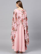 Ahalyaa Women Pink Floral A Line Fusion Dresses - Distacart