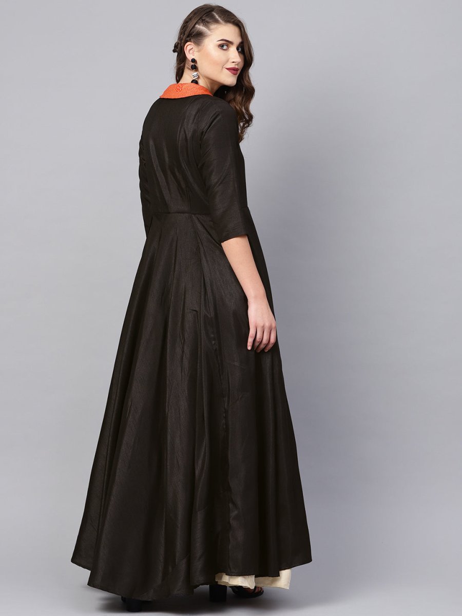 Ahalyaa Women Black Plain A-Line Kurta