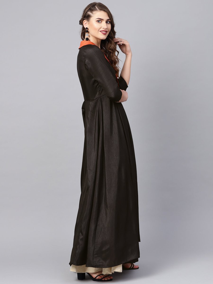 Ahalyaa Women Black Plain A-Line Kurta