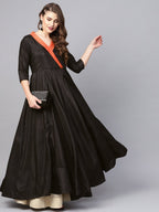 Ahalyaa Women Black Plain A-Line Kurta